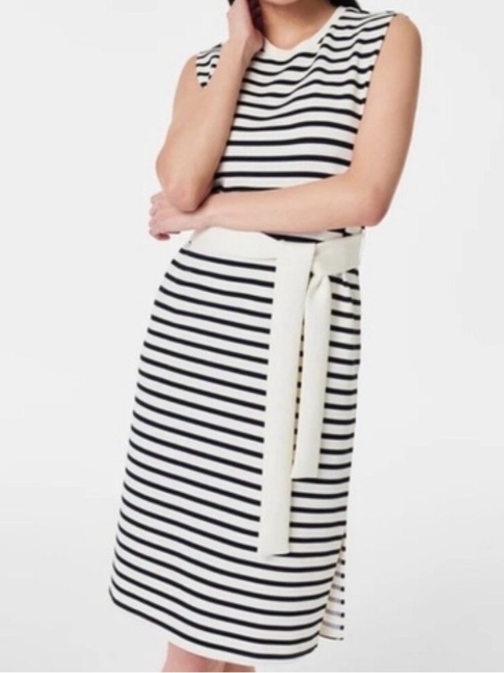 NWT Spanx Air Essentials Striped Sleeveless Belted Dress